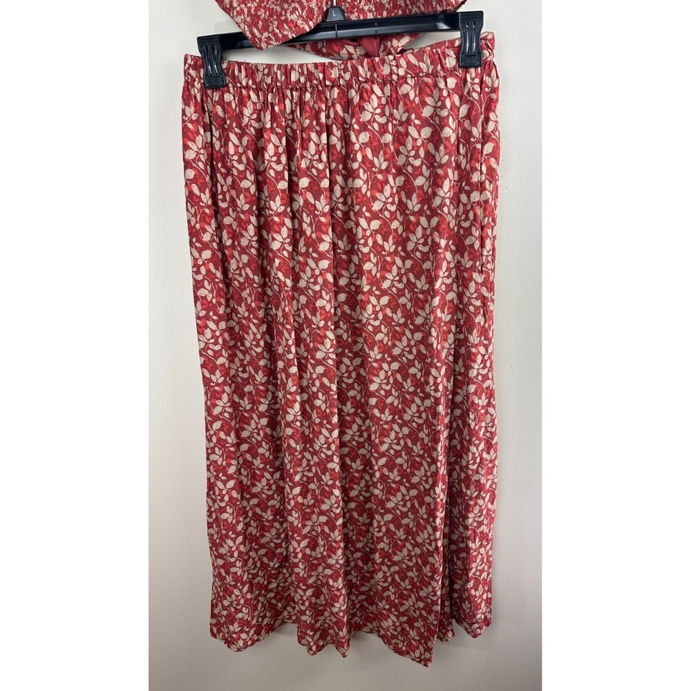 Natural Life Women Red Floral Cut Out Maxi Dress Tie Strap Smocked Size Medium - Picture 6 of 12
